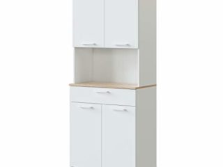 Alacena de Cocina, Aparador Comedor, Mueble Auxiliar 4 Puertas + 1 Cajon y Estante Interior, Acabado en Blanco Artik y Roble Canadian, Medidas: 72 cm (Ancho) x 186 cm (Alto) x 40 cm (Fondo)