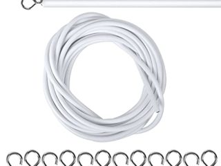 Alambre de Cortina, 5M Blanco Gusanillo para Cortinas, Cuerdas Cortinas Accesorios para Cortinas, Alambre para Cortinas, Cable para Cortinas con 6 Ganchos y 6 Ojos para Barras de Cortina de Red