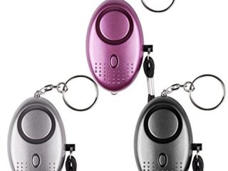 Alarma Personal de Emergencia [Paquete de 3] Qoosea Scream Safesound Alarma 140dB Linterna LED para niños/Mujeres/Ancianos/protección (Negro + Plata + púrpura)