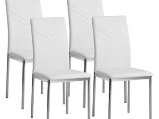 Albatros 2935 Verona Set de 4 sillas de Comedor, Blanco, pie de Cromo, SGS Tested