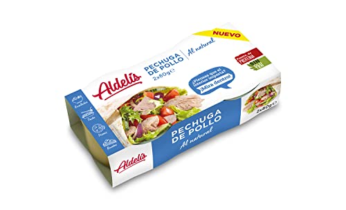 Aldelís Conserva Pechuga de Pollo al Natural Pack 16 x 2 Unidades de 80 g
