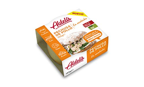 Aldelís Pechuga de Pollo en Escabeche Healthy Canned Chicken Breast in Oil and Vinegar Ready to Eat ideal for Salad and Sandwich. 26% Protein, 98% Fat Free Low Sugar Food - Pack 12x155gr