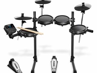 Alesis Turbo Mesh Kit – Batería Electrónica Musical de 7 Piezas de Malla, 100+ Sonidos, 30 Pistas de Acompañamiento, Bastidor de Acero de Gran Robustez, Cables, Baquetas y Llave de Batería