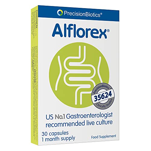 Alflorex de PrecisionBiotics | 30 cápsulas en envase blíster | (4 semanas) | Se ha demostrado que reduce la hinchazón, el dolor abdominal y los movimientos intestinales impredecibles.
