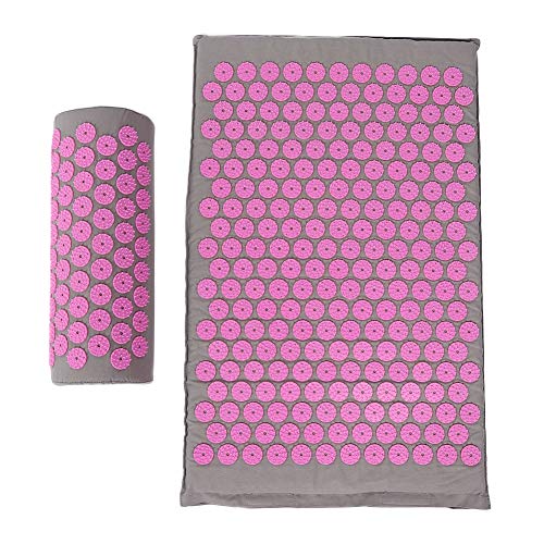 Alfombra de Acupresión con Almohada Almohadilla de Masaje de Yoga Cojín de Equilibrio de Ejercicio Antideslizante Ensanchado para Fitness Yoga Pilates(Azul)