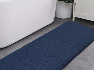 Alfombra de Baño Antideslizante Extra Larga Alfombrilla de Baño Espesa Absorbente Alfombra de Ducha Ultra Suave Corredor de Alfombrillas para Baño Mullido Microfibra - 50 x 178cm (Azul Marino)