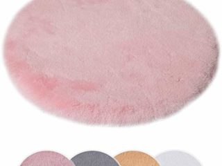 Alfombra de imitación de Piel de Conejo,Antideslizante Artificial Alfombra, excelente Piel sintética de Calidad Alfombra de Lana ，Adecuado para salón Dormitorio baño sofá Silla cojín (Rosa, 60x60cm)