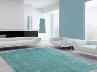 Alfombra de pelo largo Shaggy Flairy – Colorido y suave (60 cm x 110 cm), color turquesa