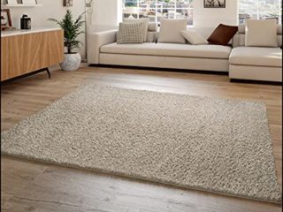 Alfombra De Pelo Largo, Shaggy para Salón, Suave Mullida Duradera Resistente, tamaño:140x200 cm, Color:Beige
