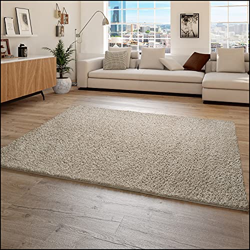 Alfombra De Pelo Largo, Shaggy para Salón, Suave Mullida Duradera Resistente, tamaño:140x200 cm, Color:Beige