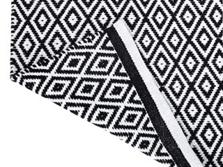 Alfombra en Blanco y Negro - Decoración de Sala de Estar Rectangular de algodón con patrón de Diamantes 86 x 53 cm con alfombras de Trapo
