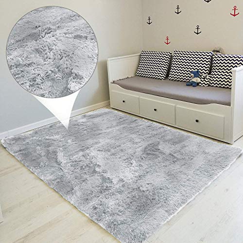 Alfombra Pelo Largo 160 x 230 cm - Alfombras Salon Modernas Comedor Alfombra Grande pie de Cama 1. Gris