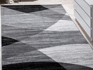 Alfombra Salón, Motivos Modernos, Pelo Corto Atemporal con Diseño Geométrico, tamaño:160x220 cm, Color:Gris