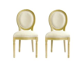 ALGUER LIVING - Bella - 2X Pack Sillas Comedor Clásicas, Sillas Sala Espera, Sillas Roble Tapizadas de Tela, Sillas Habitación, Estilo Louis XIV, 96x56x49cm