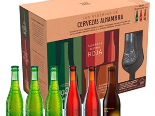 Alhambra Reserva Cerveza Pack - Estuche Regalo de 6 Botellas y 1 Copa de Cristal, 3 x 33 cl de Alhambra 1925, 2 x 33 cl Alhambra Roja Bock Lager y 1 x 33 cl Alhambra Esencia Citra IPA