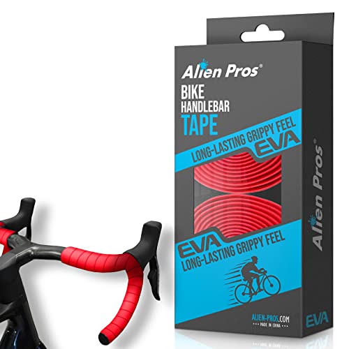 Alien Pros - Cinta para Manillar de Bicicleta (Juego de 2, Rojo), Color Azul, Goma EVA para Mejorar la Sujeción de tu Bici, Forra el Manillar con Cintas De Agarre y Disfruta