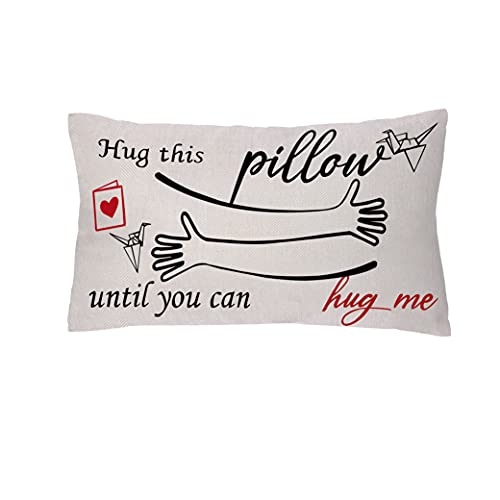 aligarian Funda de cojín con Texto en inglés I Miss You para Regalo de cumpleaños, para Esposa Marido Padre Madre San Valentín abrazar Esta Almohada hasta Que Puedas abrazarme, graduación (Tipo 1)