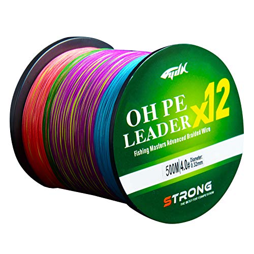 Alivisa PE Trenzado 12 Hebras 500m Alambre de Pesca Blanco Fuerte SuperlíNea LíNeas de Pesca Flexibles (Multicolor, 500m -0.16 mm-33.1 lb-15 kg)