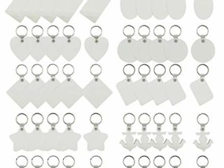 Allazone 50 Pz Colgantes de Sublimación en Blanco, 10 Formas Colgantes de Sublimación en Blanco MDF Colgante de Sublimación Personalizado, Llavero de Sublimación de Madera para DIY