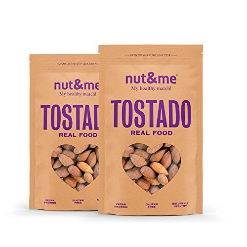 Almendras Tostadas Sin Sal nut&me | Sin Gluten - sin aditivos | Frutos secos saludables | Proteina vegana | Pack 2x250 gramos