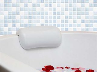 Almohada Bañera con 2 Ventosas Antideslizante, Waterproof Bath Headrest Bathtub Spa Pillow Waterproof, Ergonomica Impermeable Almohada Spa Cojín de Baño para Adulto, Reposacabezas para Baño (Blanca)