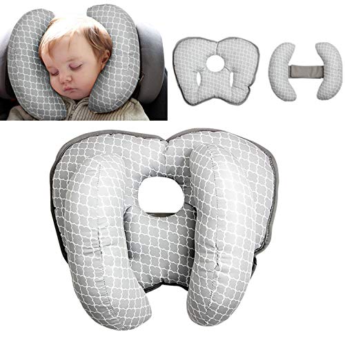 Almohada de Viaje Ajustable para bebé para Silla de Paseo o Cama, 2 en 1 cochecitos de Silla de Paseo Soporte de Cuello Suave para 6 Meses a 2 año Bebé (Grey 1)
