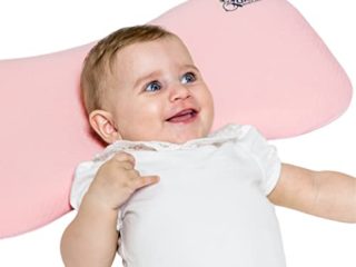 Almohada para bebés hasta los 36 Meses para Ayudar a prevenir y Tratar la plagiocefalia,de Funda extraíble (con Dos Fundas), Hecha de Memory Foam, Espuma viscoelastica - Rosa
