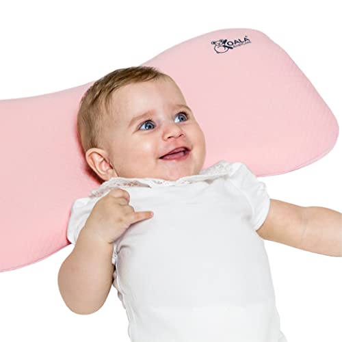 Almohada para bebés hasta los 36 Meses para Ayudar a prevenir y Tratar la plagiocefalia,de Funda extraíble (con Dos Fundas), Hecha de Memory Foam, Espuma viscoelastica - Rosa