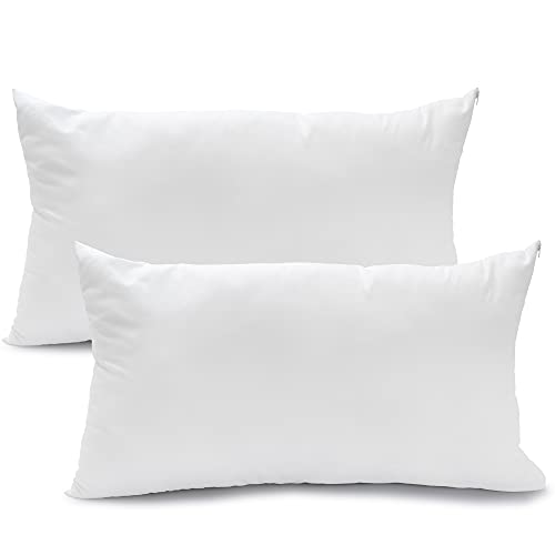 Almohadas para Cama 40x70 2 Unidades Hipoalergénico Antiácaros y Suave Rectangular para Hogar con Funda de Almohada Respirable en Cotton y Polyest. Blanco Extraíble y Lavable