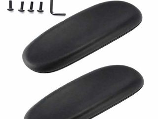 Almohadillas de repuesto para reposabrazos, 1 par de almohadillas para reposabrazos universales de piel sintética suave para sillas de oficina, se adapta a todos los estilos de brazos, color negro
