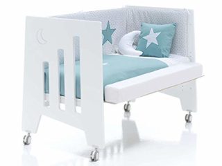 ALONDRA - Cuna bebé de COLECHO (3en1) OMNI Blanco 120x60 convertible en 3 etapas: cuna, colecho y escritorio, con 5 alturas de somier y ruedas C181-M7700, pack OMNI-K10