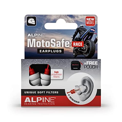Alpine MotoSafe Race Tapones para los oídos - Tapones para carreras - Evita daños auditivos durante la práctica del motociclismo - El tráfico sigue siendo audible - Tapones reutilizables