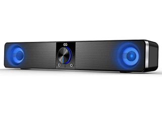 Altavoz PC Sobremesa, 10W Altavoces Gaming USB de Ordenador Sobremesa, Modo Ritmo Barra de Sonido RGB Mejorado con Control Integrado, Dual Canal para Ordenador Portátil, Móvil, Tableta, Fiesta, Regalo