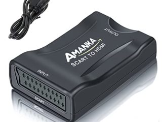 AMANKA Convertidor Euroconector a HDMI Conversor de Audio Vídeo 1080p Reproductor de Adaptador Entrada Scart Salida HDMI Apoyo 720/1080P para HDTV,DVD BLU-Ray,VCR,Proyector,VHS,PS1,PS2,Xbox