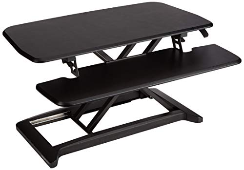 Amazon Basics – Accesorio para convertir escritorio para trabajar de pie o sentado, altura ajustable, color Negro