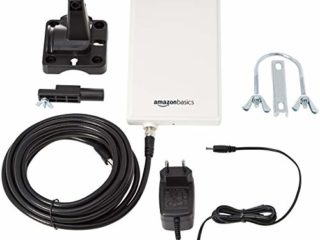 Amazon Basics - Antena de radio y televisión digital interior-exterior para HDTV, receptor DVB-T, VHF, UHF y FM, con un alcance de 48 km