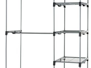 Amazon Basics - Armario móvil con doble barra, Plateado