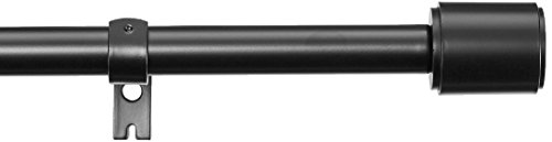 Amazon Basics - Barra para cortinas con remates con tapas, 182-365 cm, Negro