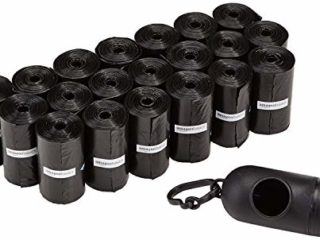 Amazon Basics - Bolsas para excrementos de perro con dispensador y clip para correa (300 bolsas)