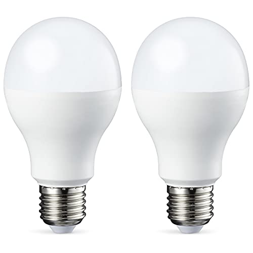 Amazon Basics - Bombilla rosca Edison LED E27, 14 W (equivalente a 100 W), blanco frío, no regulable, paquete de 2