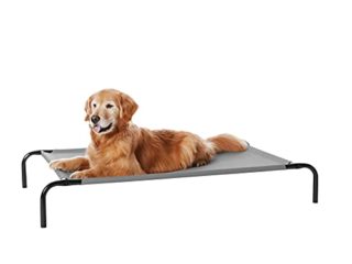 Amazon Basics - Cama elevada transpirable para mascotas, grande ( 130 x 80 x 19 cm), gris