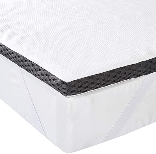 Amazon Basics - Cubrecolchón de espuma con memoria confortable con correas, 4 cm - 90 x 190 cm