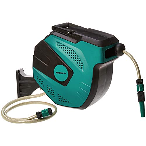 Amazon Basics - Enrollador automático de manguera para pared, 15 m