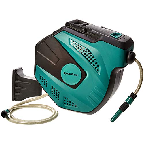 Amazon Basics - Enrollador automático de manguera para pared, 35 m