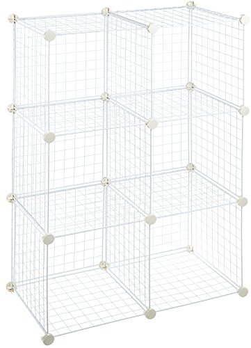 Amazon Basics - Estantes de almacenamiento, Seis cubos, de alambre - Blanco