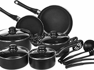 Amazon Basics - Juego de utensilios de cocina antiadherentes, 15 piezas