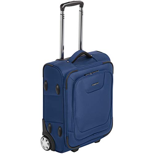 Amazon Basics – Maleta blanda expansible apta para cabina de pasajeros con candado TSA y ruedas, 55 cm, azul