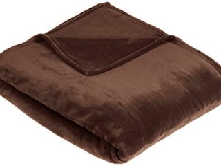 Amazon Basics - Manta, hecha de felpa suave de terciopelo - 168 x 229cm - marrón chocolate
