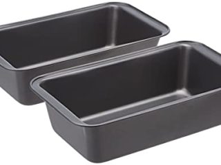 Amazon Basics - Moldes para hornear pan, antiadherentes, de acero al carbono, juego de 2, 27x15x7 cm