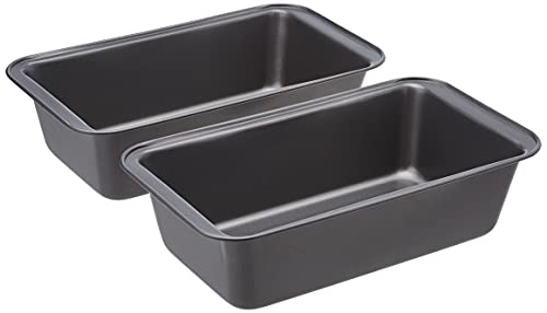 Amazon Basics - Moldes para hornear pan, antiadherentes, de acero al carbono, juego de 2, 27x15x7 cm